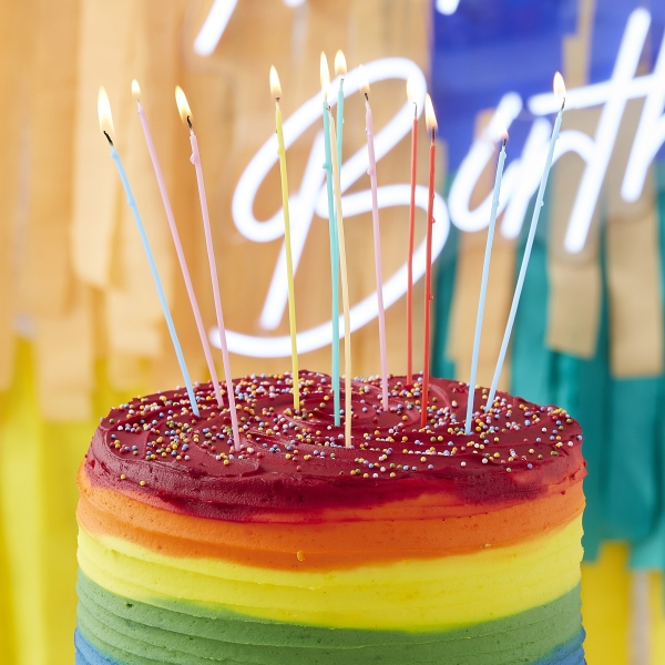 12 Multicoloured Skinny Tall Candles